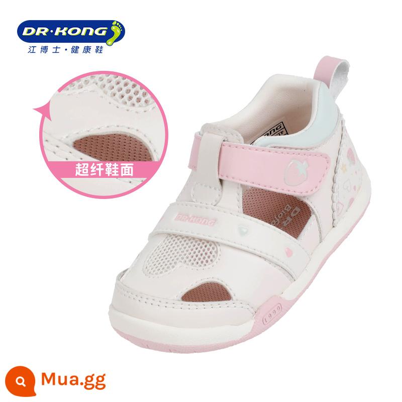 Giày trẻ em Dr. Kong Jiang mùa hè 2023 miếng dán Velcro mới dành cho nam và nữ giày bước cho bé Xăng đan trẻ em - trắng hồng