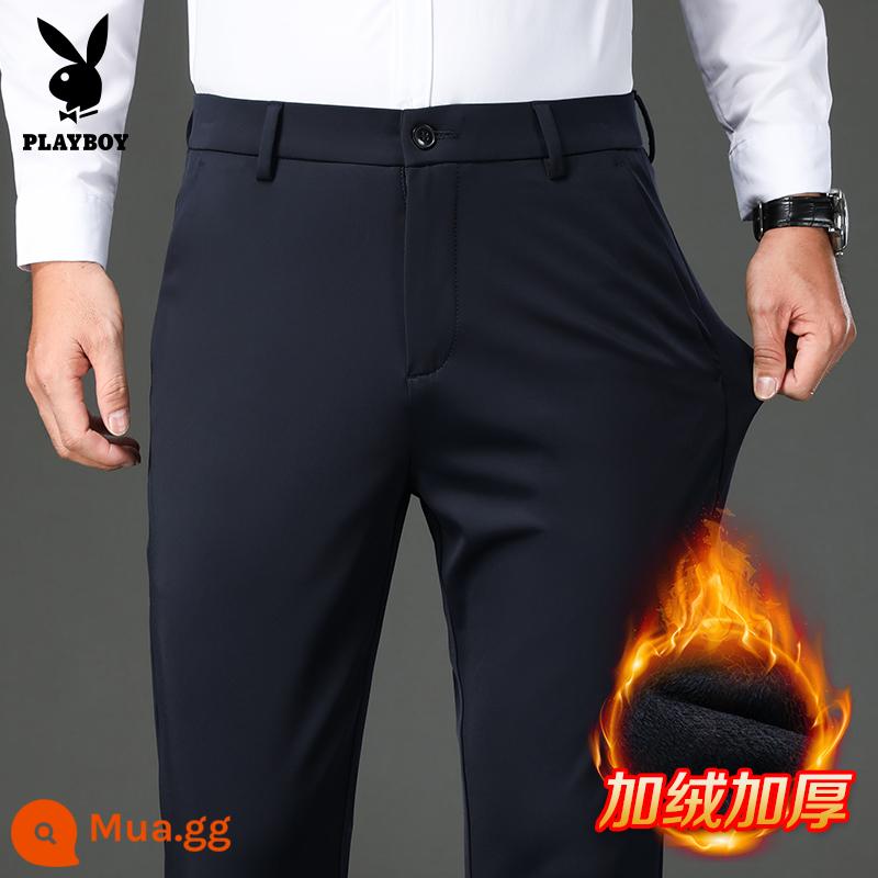 Playboy Phù Hợp Với Quần Nam Chính Thức Thu Đông Co Giãn Đen Thẳng Nam Quần Xuân Thu 2024 phong Cách Mới - 3238 xanh đậm [cộng với nhung]