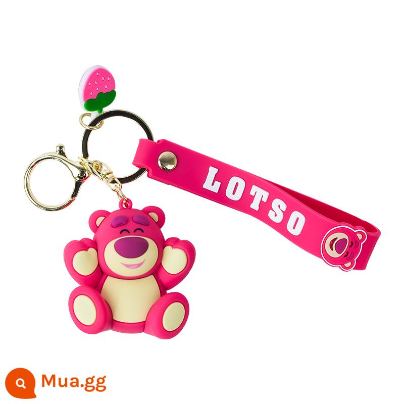 Disney Official Strawberry Bear Cartoon Keychain Doll Charm Car Bag Charm Keychain - Cười kiểu gấu dâu