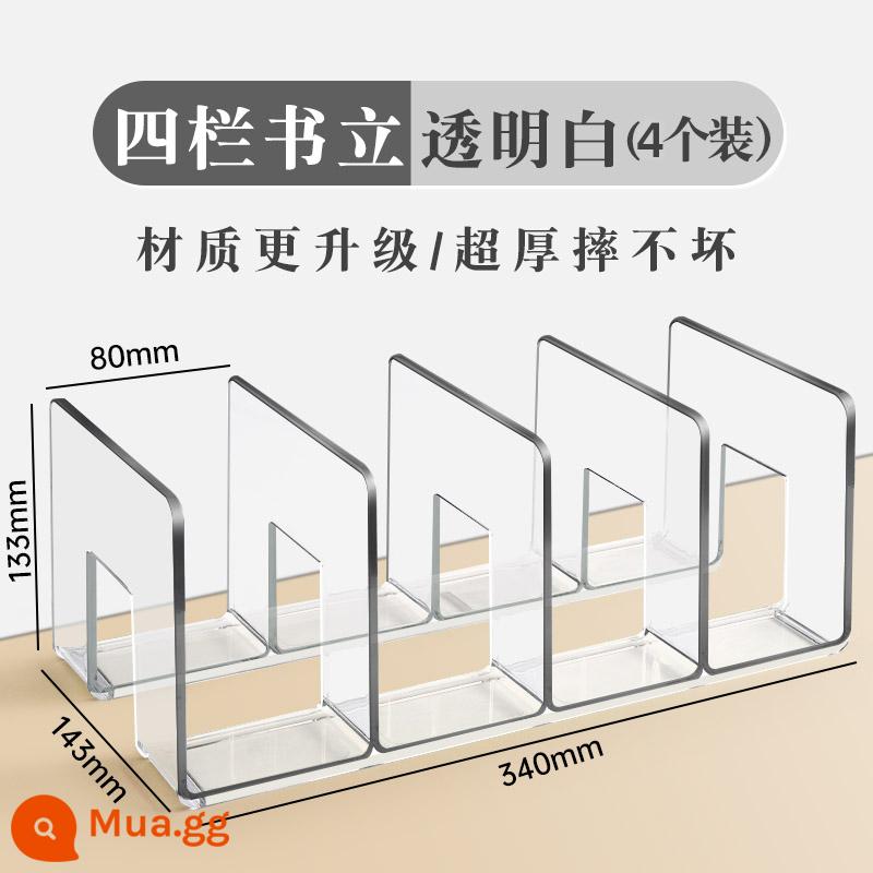 Giá đỡ sách đọc sách giá kẹp sách thiết bị bảng giá sách máy tính để bàn cố định sách lưu trữ bộ chia hiện vật bàn đứng bàn bàn lưu trữ sinh viên với kệ acrylic trong suốt giá treo sách thiết bị kẹp sách - [Nâng cấp chất liệu/cực lớn và dày, không gãy] Bốn cột - trong suốt - 4 miếng