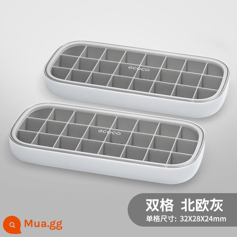 Kem Khuôn Khay Đá Máy Làm Đá Đông Lạnh Kem Hộp Có Nắp Lưới Silicone Đỏ Cấp Thực Phẩm Tủ Lạnh Gia Đình Tự Làm Hiện Vật - Hai lớp gia dụng - màu xám Bắc Âu bán trong suốt [đá viên, thạch sữa chua, thực phẩm không phải chủ yếu đông lạnh riêng]