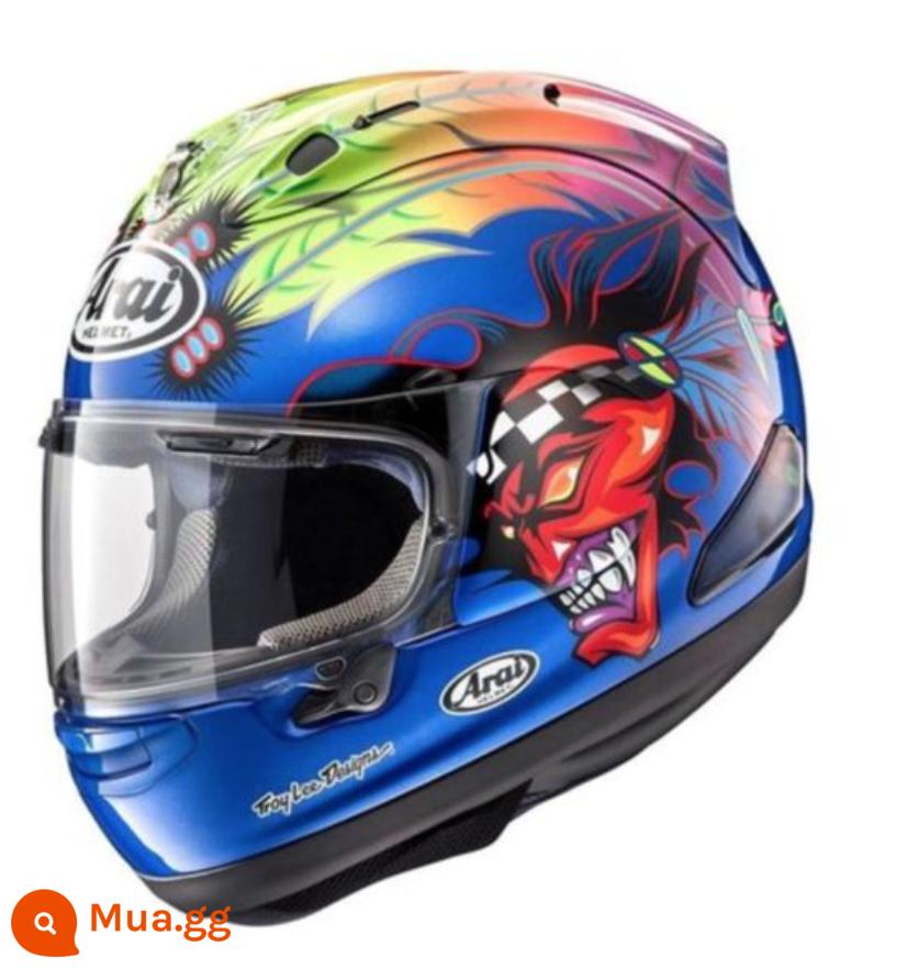 ARAI RX-7X Dongyinglong Đảo Duhanman TT với dao bảo vệ Haydn lợn rừng mắt to theo dõi mũ bảo hiểm đầy đủ đi xe - Hồ xanh Blue Russell Mặt ma