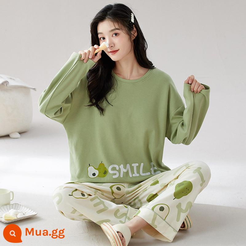 Langsha Bộ Đồ Ngủ Nữ Thu Đông 2023 Mới Nguyên Chất Cotton Dài Tay Mỏng Dễ Thương Sinh Viên Hoạt Hình Nhà Bộ Quần Áo MP - 37MW5154