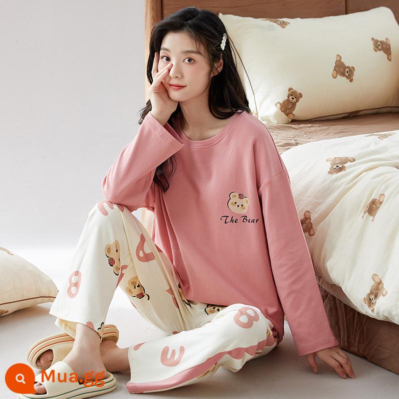 Langsha Bộ Đồ Ngủ Nữ Thu Đông 2023 Mới Nguyên Chất Cotton Dài Tay Mỏng Dễ Thương Sinh Viên Hoạt Hình Nhà Bộ Quần Áo MP - 37MW5156