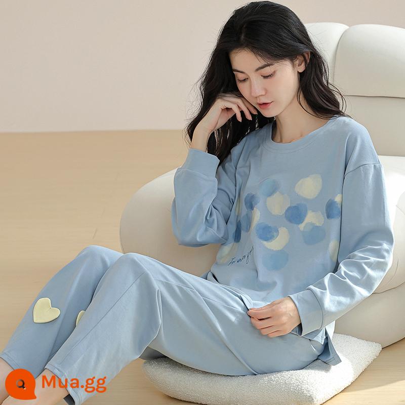 Langsha Bộ Đồ Ngủ Nữ Thu Đông 2023 Mới Nguyên Chất Cotton Dài Tay Mỏng Dễ Thương Sinh Viên Hoạt Hình Nhà Bộ Quần Áo MP - 09M9908