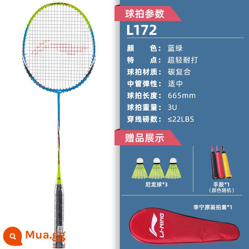 Vợt cầu lông Li Ning chính hãng đánh đôi full carbon siêu nhẹ vợt cầu lông chuyên nghiệp đơn nữ vợt loại bền - Đĩa đơn: Li Ning G-FORCE Blue Green Carbon Composite [Tặng 3 quả bóng + keo dán tay chống trượt*1]