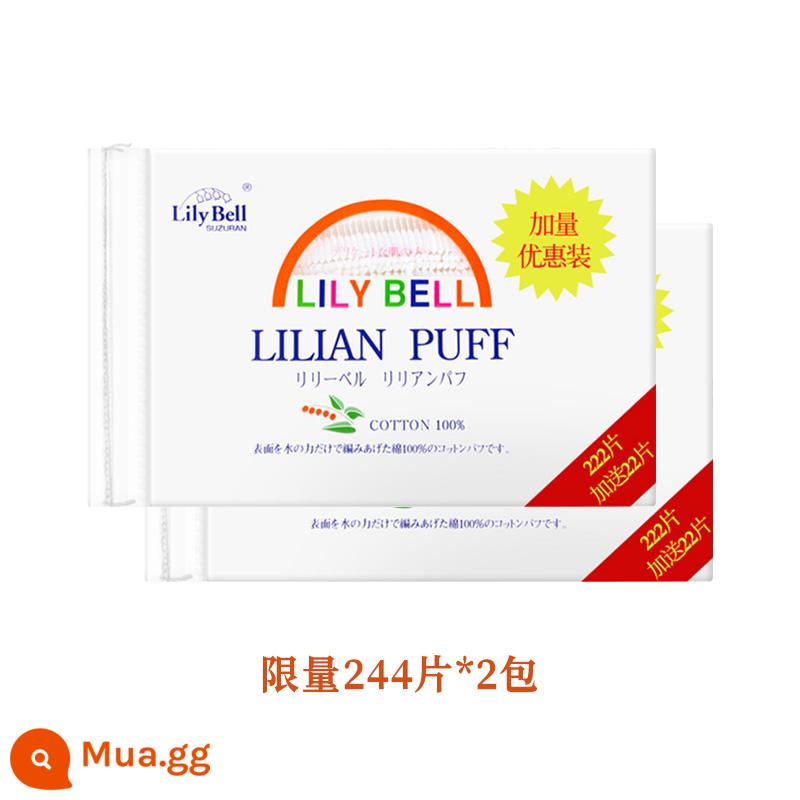 LilyBell Lily Bell 222 miếng bông tẩy trang cotton tinh khiết tiết kiệm nước làm sạch mặt nén ướt đặc biệt dành cho phụ nữ - 222+22 miếng (2 gói)