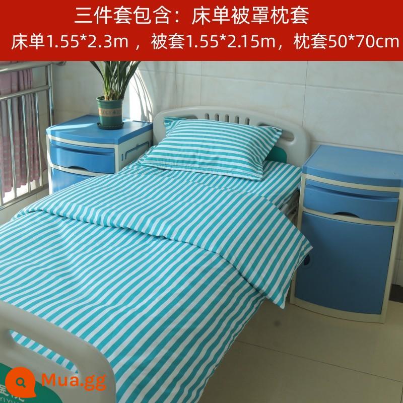 Bệnh Viện Phòng Khám Polyester Ga Giường Cotton Vỏ Chăn Gối Bộ 3 Bộ 4 Bộ 6 Bộ Chăn Ga Gối bệnh Viện Miễn Phí Vận Chuyển - Bộ ba món T/C sọc xanh và trắng pha trộn