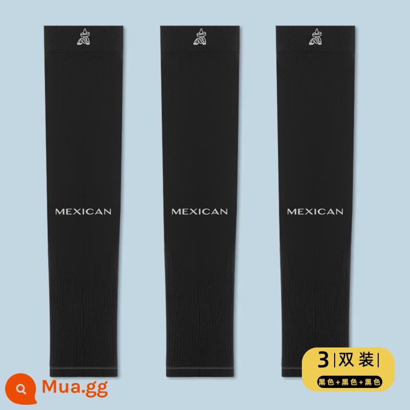 Bù nhìn băng giá tay nam nữ mùa hè chống nắng tay áo cánh tay tay áo chống tia cực tím băng lụa tay cánh tay tay áo - 3 đôi [đen đen đen] kiểu thẳng