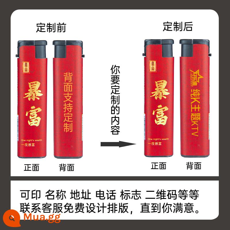 Hộp 50 bật lửa chống gió dùng trong gia đình, in ấn quảng cáo theo lô, bật lửa dùng một lần bền bỉ, phong phú - (Dày và chống gió) 200 miếng tùy chỉnh (in HD)