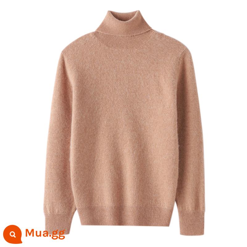 Ordos trẻ em áo len cashmere nửa cao cổ bé gái áo thun áo len bé trai đáy áo len bé cardigan dày - Sợi đơn ----- Khaki ve áo cao