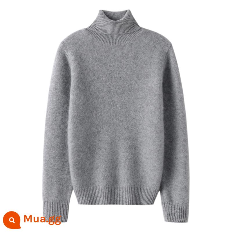 Ordos trẻ em áo len cashmere nửa cao cổ bé gái áo thun áo len bé trai đáy áo len bé cardigan dày - Dày gấp đôi ----- ve áo cao màu xám trung bình