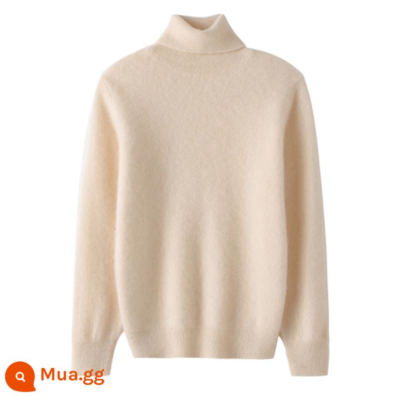 Ordos trẻ em áo len cashmere nửa cao cổ bé gái áo thun áo len bé trai đáy áo len bé cardigan dày - Sợi đơn ----- Ve áo cao màu be