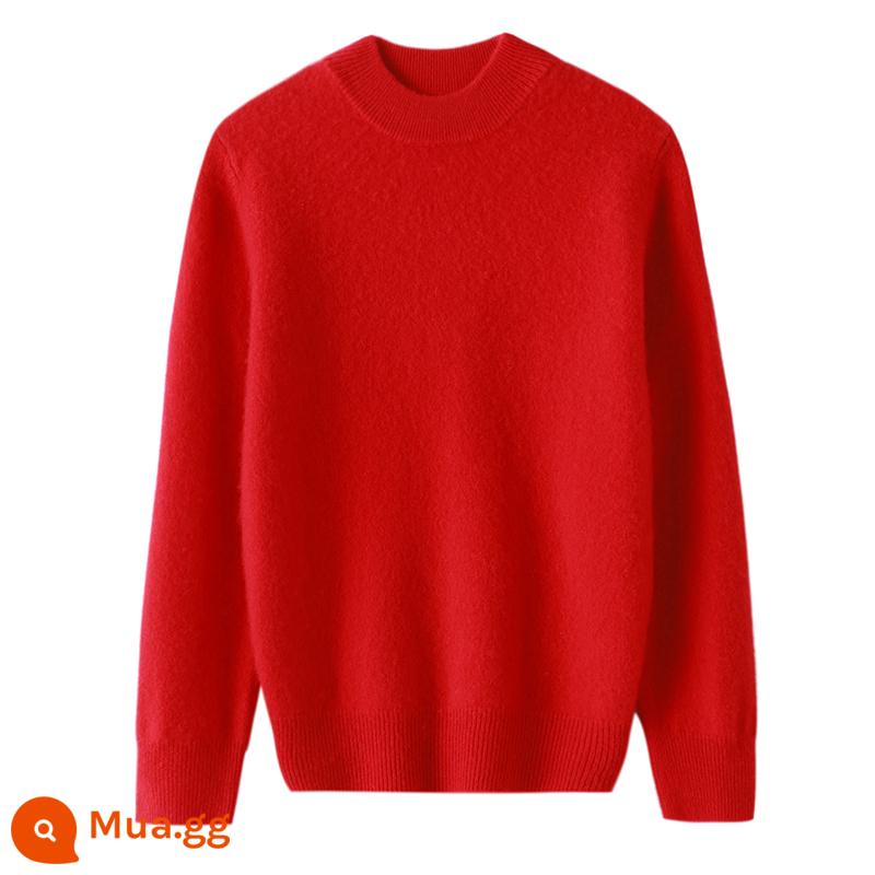 Ordos trẻ em áo len cashmere nửa cao cổ bé gái áo thun áo len bé trai đáy áo len bé cardigan dày - Cổ phiếu đơn ---- nửa chiều cao màu đỏ Trung Quốc