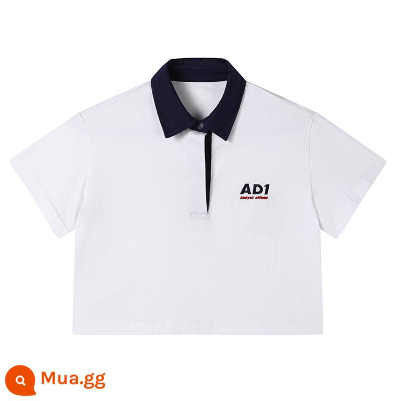 ANDYET AD1 [Wang Chengxuan cùng kiểu] Cổ áo POLO thêu logo tương phản màu rốn quần short thể thao nữ - đầu trắng