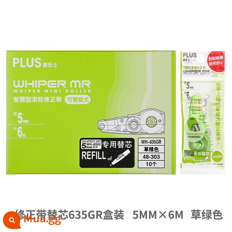 Ưu đãi bộ đai chỉnh PLUS WH-635 Japan đai chỉnh plus dành cho học viên nam nữ lõi thay thế công nghệ đen đai chỉnh trong suốt đỏ đô 615 bản giới hạn in Nhật giá trị cao - [Gói nạp lại] 10 lần nạp màu xanh lá cây