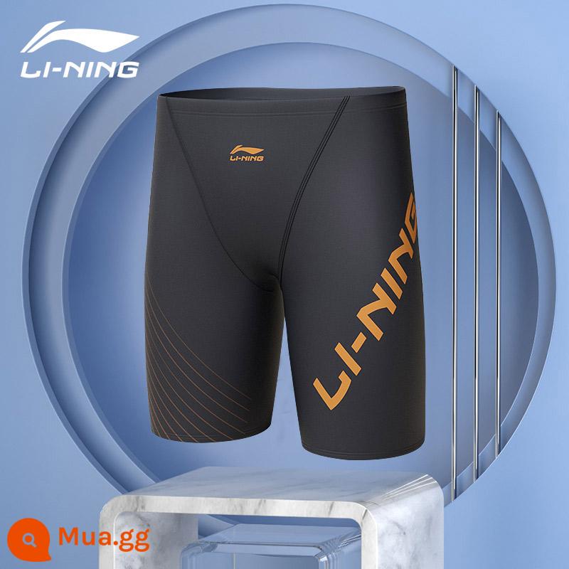 Li Ning quần bơi nam quần bơi chống xấu hổ áo tắm nam suối nước nóng góc phẳng kích thước lớn năm điểm áo tắm chuyên nghiệp mới - 844 xám cam [năm điểm]