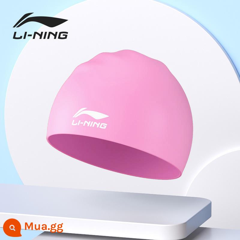 Mũ bơi Li Ning silicone kích thước lớn thoải mái không có đầu tóc dài bảo vệ tai huấn luyện nam và nữ trẻ em trưởng thành màu nguyên chất mũ bơi - Mũ bơi silicone hồng 808 (mũ bơi chống nước chuyên nghiệp)