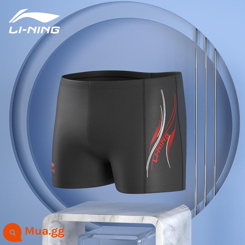 Li Ning quần bơi nam quần bơi chống xấu hổ áo tắm nam suối nước nóng góc phẳng kích thước lớn năm điểm áo tắm chuyên nghiệp mới - 125 màu đen [góc phẳng]