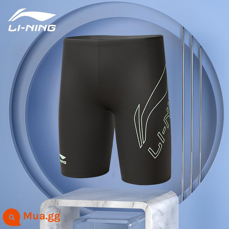 Li Ning quần bơi nam quần bơi chống xấu hổ áo tắm nam suối nước nóng góc phẳng kích thước lớn năm điểm áo tắm chuyên nghiệp mới - 819 đen và xanh [năm điểm]