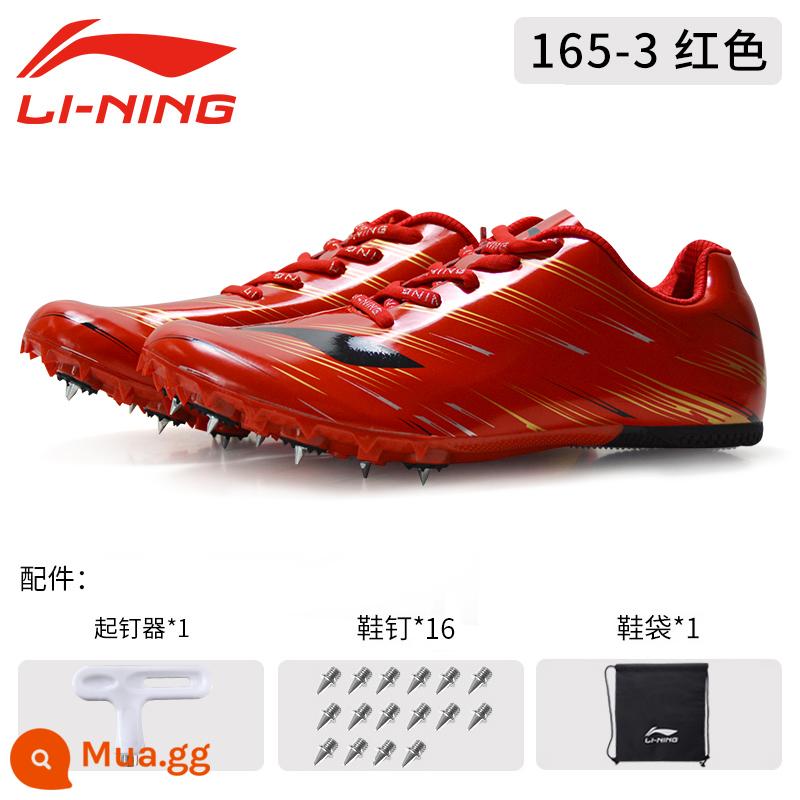 Giày đinh Li Ning điền kinh nam chạy nước rút thi đấu chuyên nghiệp nữ chạy đường dài nhảy xa thể thao sinh viên giày chạy bộ đặc biệt giày đinh - Đỏ [7 đinh, độ bám chắc chắn, gói toàn diện] 165-3