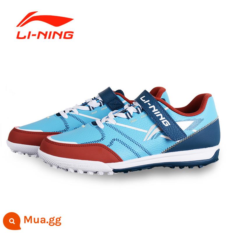 Giày bóng đá trẻ em Li Ning bé trai gãy móng chuyên nghiệp miếng dán ma thuật bé trai và bé gái học sinh tf đào tạo chuyên dụng - Na Uy Blue [Velcro-TF Nails-Không cần buộc dây] 018-2