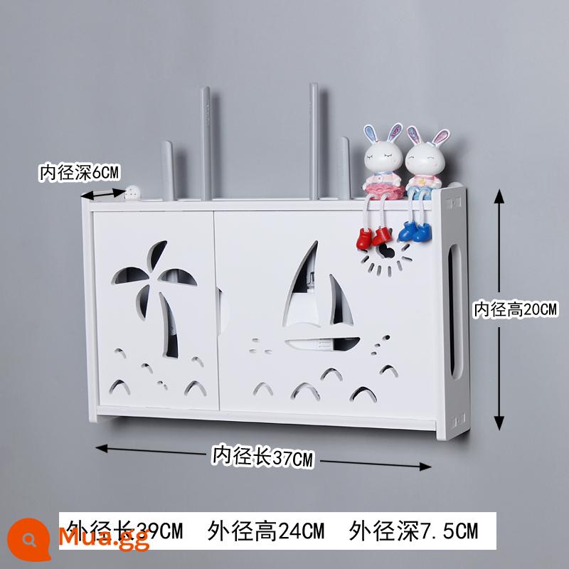 Bộ Định Tuyến Không Dây Hộp Bảo Quản Wifi Treo Tường Vỏ Trang Trí Hộp Máy-Top Hộp Giá Đỡ Đục Lỗ Đèn Mèo Máy Tính Để Bàn - Phong cách bãi biển một cửa