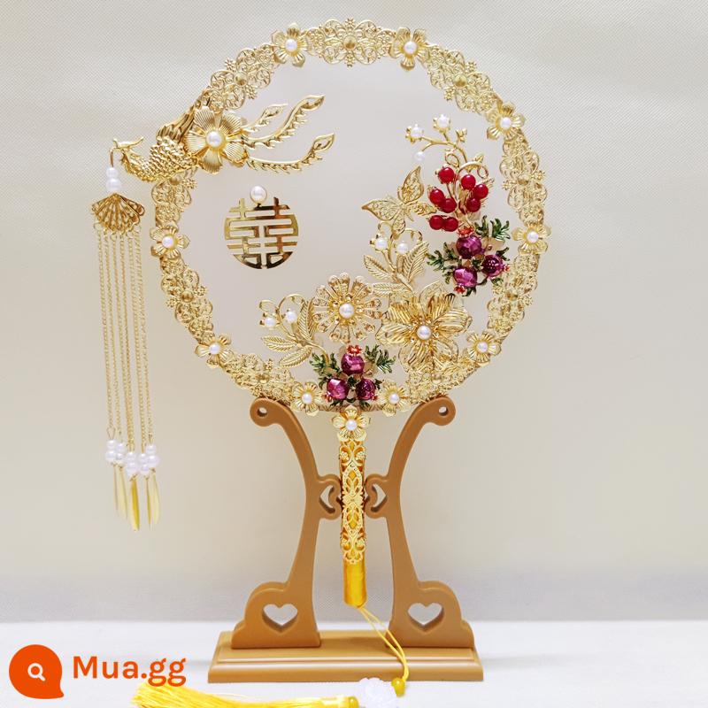 Quạt che mặt phong cách Trung Quốc tương tự của Douyin đám cưới Cô dâu Xiuhe Tuanfan cầm quạt cưới retro DIY thành phẩm - Hoa vàng và trăng tròn