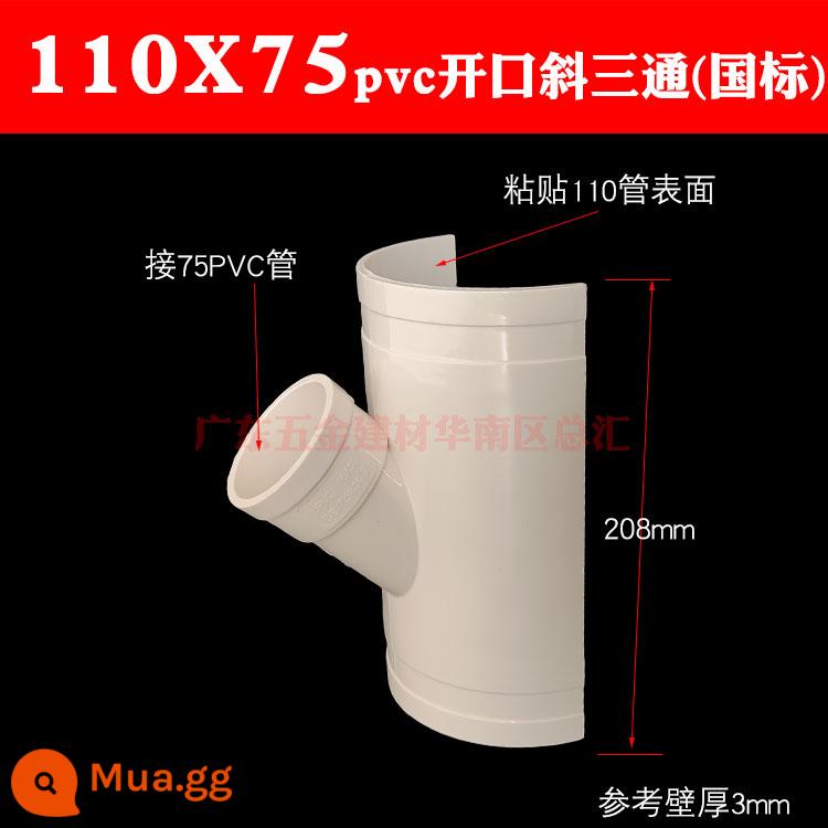 PVC mở tee sửa chữa rò rỉ 200 ống thoát nước sửa chữa rò rỉ tee 160110 75 đường kính thay đổi 50 phần huff - Tee nghiêng mở 110X75 (kẹp ống mua riêng)