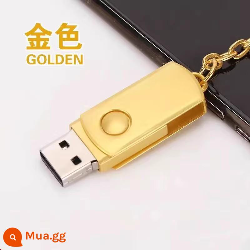 [Dung lượng lớn] Ổ đĩa flash U 128G đa năng cho điện thoại di động và máy tính, ổ đĩa flash USB tốc độ cao 64G phổ biến cho âm thanh và video trên xe hơi - [Phong cách xoay] Vàng