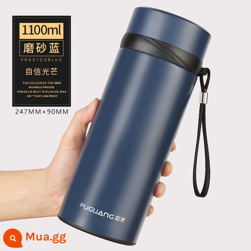 Cốc cách nhiệt Fuguang nam dung tích lớn 1000ml cốc nước inox cao cấp di động pha trà trên ô tô tách trà cốc - 1100ml mực mờ màu xanh [khắc miễn phí]