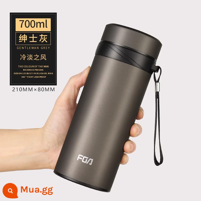 Cốc cách nhiệt Fuguang nam dung tích lớn 1000ml cốc nước inox cao cấp di động pha trà trên ô tô tách trà cốc - 700ml màu xám mờ [khắc miễn phí]