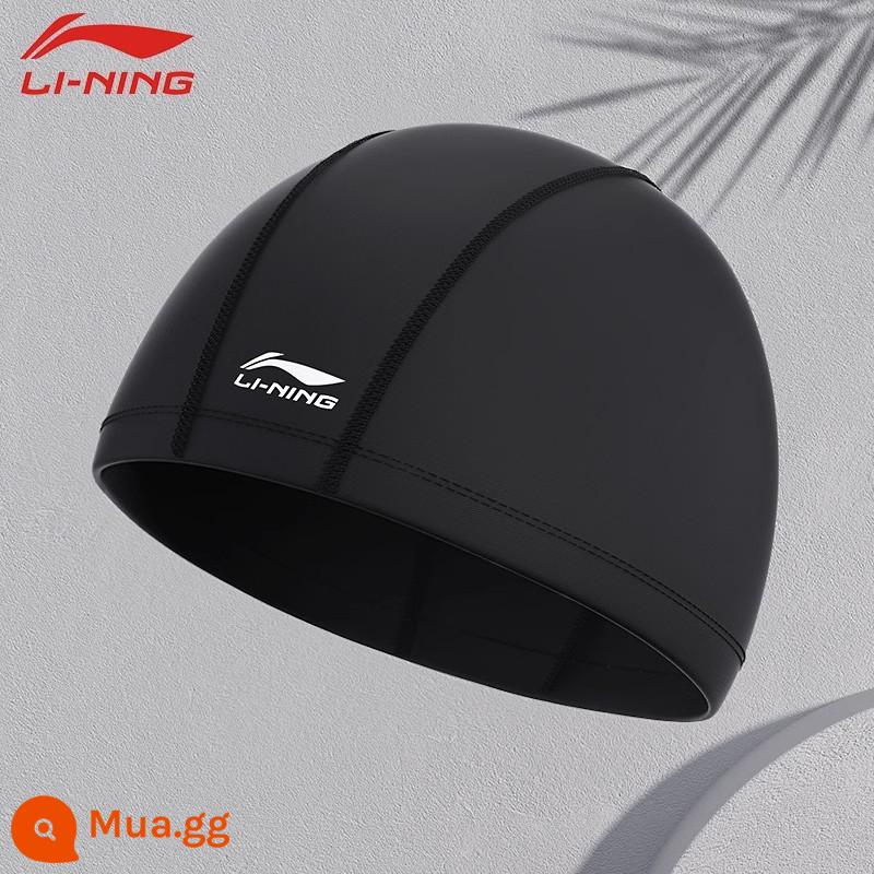 Li Ning vải mũ bơi Plus kích thước lớn chu vi vòng đầu không Lê đầu tóc dài nam nữ người lớn trẻ em mũ chống thấm nước - Mũ vải đen 151 [mũ vải thoải mái]