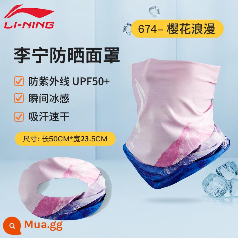 Vợt Cầu Lông Li Ning Mặt Nạ Chống Nắng Đi Magic Hood Cổ Bộ Câu Cá Nam Băng Lụa Che Nắng Ngoài Trời Xe Đạp - [Thế hệ thứ ba nâng cấp mới] 674 Sakura Romance - Thoáng khí và thân thiện với làn da/Nhẹ và thoải mái/UPF50+