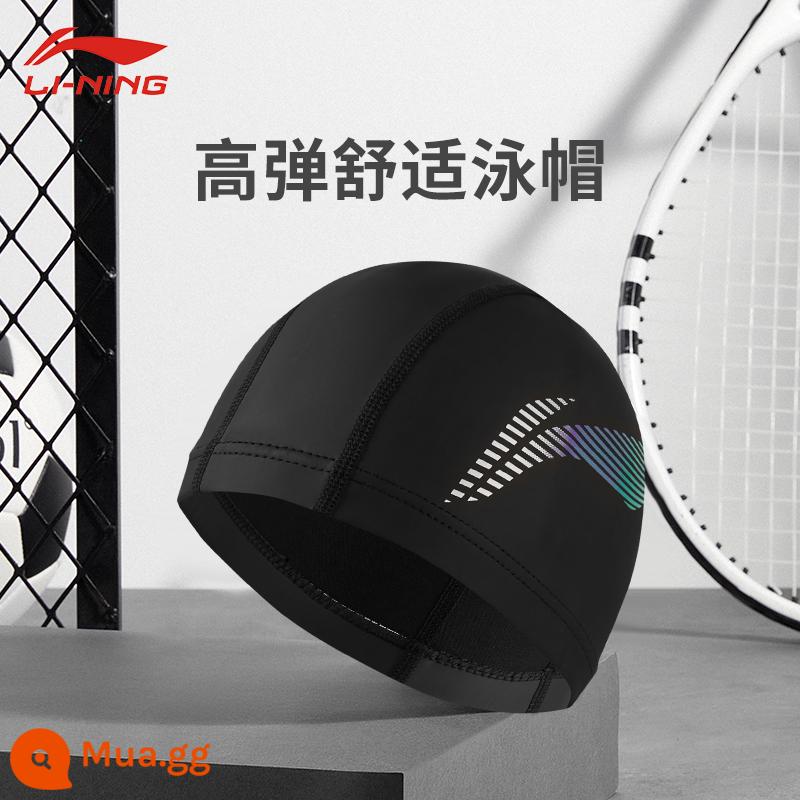 Li Ning vải mũ bơi Plus kích thước lớn chu vi vòng đầu không Lê đầu tóc dài nam nữ người lớn trẻ em mũ chống thấm nước - Mũ bơi 619 màu đen [Bên ngoài phủ PU, lót vải thoải mái]