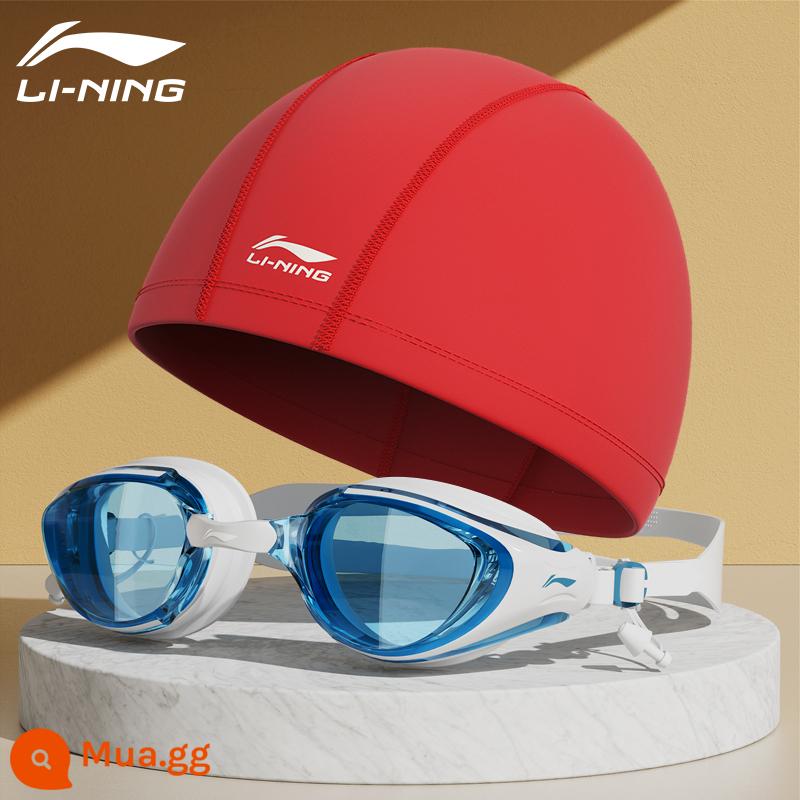 Li Ning vải mũ bơi Plus kích thước lớn chu vi vòng đầu không Lê đầu tóc dài nam nữ người lớn trẻ em mũ chống thấm nước - Mũ vải đỏ 151 [kính bơi + mũ bơi]