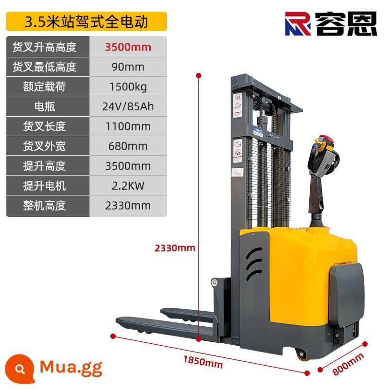 Xe nâng điện Rongen Xe nâng chạy hoàn toàn bằng điện 1,5 tấn Xe nâng bốc xếp thủy lực dùng pin sạc nhỏ 2T - Giá đỡ hoàn toàn bằng điện 1,5 tấn 3,5 mét