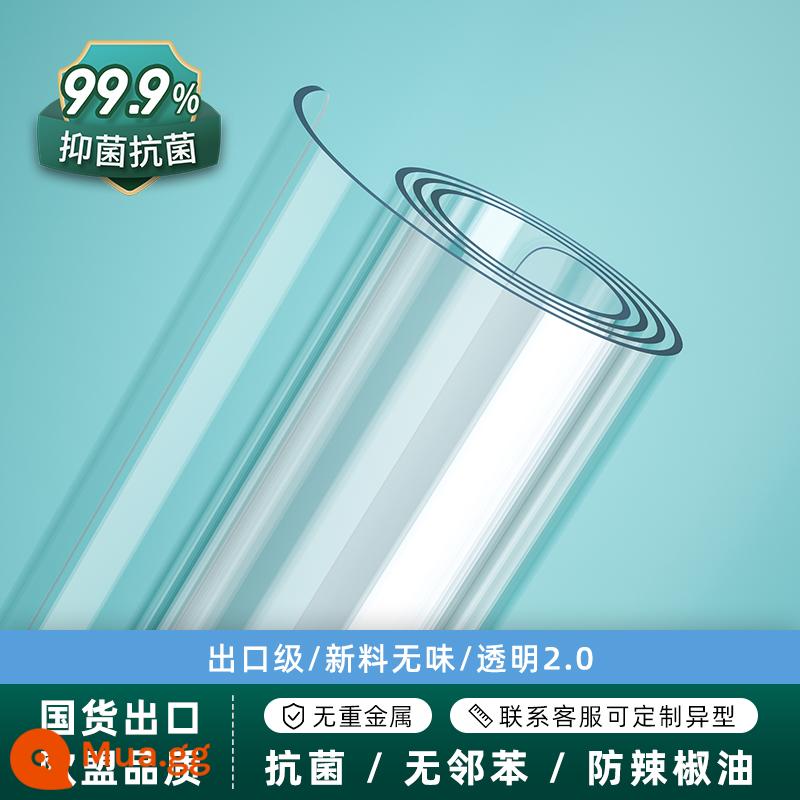 Máy tính để bàn thủy tinh mềm khăn trải bàn bằng nhựa PVC không thấm nước và chống dầu trong suốt không cần rửa mặt bàn thảm trải bàn cà phê miếng pha lê tấm màng bảo vệ - Xuất trong suốt 2.0 Cạnh thẳng dày hoàn toàn MAX