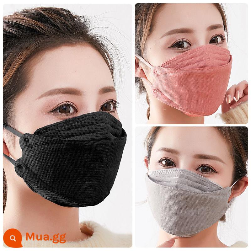 Thời trang thu đông phiên bản Hàn Quốc vải cotton có thể giặt được mặt nạ giữ ấm ba chiều có thể định hình mặt nạ thoáng khí chống gió và chống lạnh cho nữ - Phiên bản Hàn Quốc [3 màu trơn] đen + hồng + xám