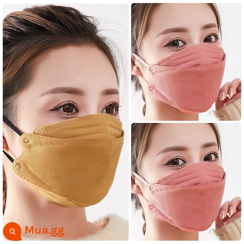 Thời trang thu đông phiên bản Hàn Quốc vải cotton có thể giặt được mặt nạ giữ ấm ba chiều có thể định hình mặt nạ thoáng khí chống gió và chống lạnh cho nữ - 1 màu vàng và 2 màu hồng