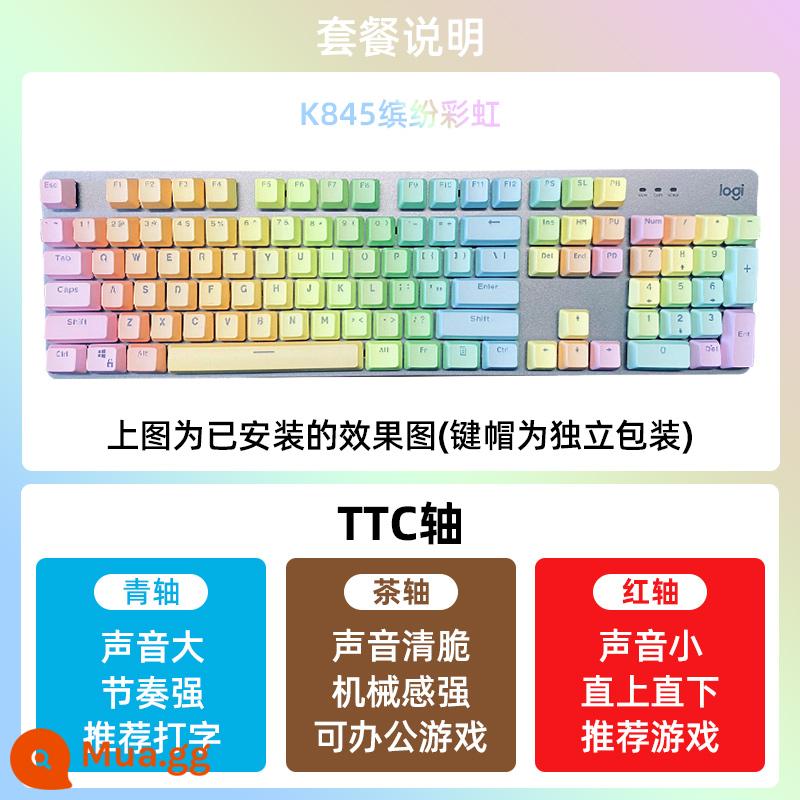 Logitech K845 Bàn Phím Cơ Có Dây Lưng Quang Điện Thi Game Văn Phòng Xanh Trà Đen Trục Keycap PBT Cô Gái Dễ Thương - Bàn phím cơ Logitech K845-(Keycaps cầu vồng đầy màu sắc)