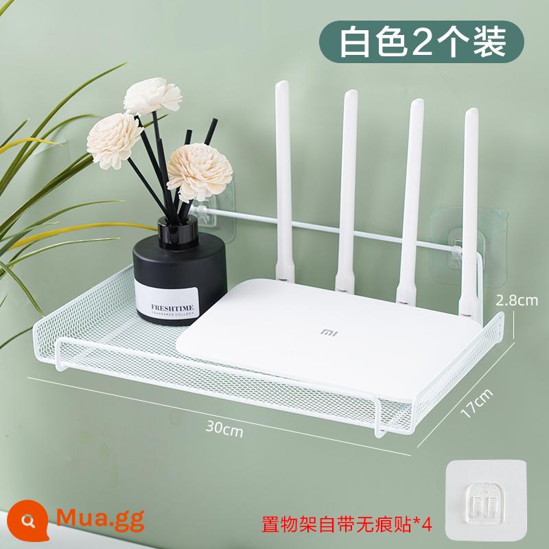 Bộ Định Tuyến Vị Trí Giá Treo Tivi Hộp Trên Kệ Treo Tường Miễn Phí Đục Giá Treo Tường Wifi Hộp Bảo Quản Giá Đỡ - Gói 2 màu trắng [nhãn dán không dấu vết miễn phí*4]