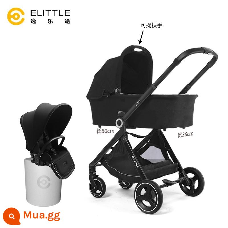 Xe đẩy em bé elittle EMU emu 2 chiều, nhẹ, tầm nhìn cao, có thể ngồi và nằm, xe đẩy em bé gập một nút bấm - Phiên bản cổ điển - Karasuba + giỏ ngủ đặc biệt [ngủ ngon mà không bị gò bó]