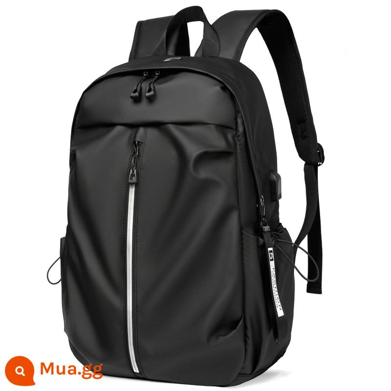 Backpack đơn giản của nam giới Hàn Quốc Máy tính du lịch không thấm nước bình thường - Vải Oxford phủ đen 9110 có cảm giác cứng cáp và chống thấm nước