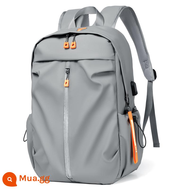 Backpack đơn giản của nam giới Hàn Quốc Máy tính du lịch không thấm nước bình thường - Vải Oxford phủ màu xám 9110 tạo cảm giác cứng cáp và chống thấm nước