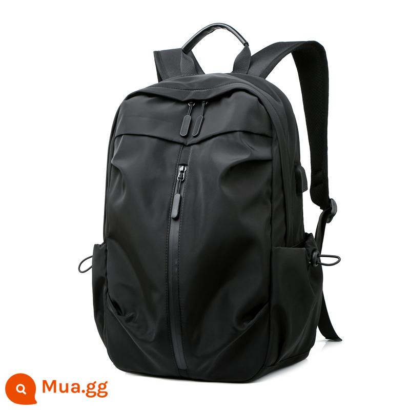 Backpack đơn giản của nam giới Hàn Quốc Máy tính du lịch không thấm nước bình thường - Vải nylon đen 8395 mềm mại khi chạm vào và chống thấm nước