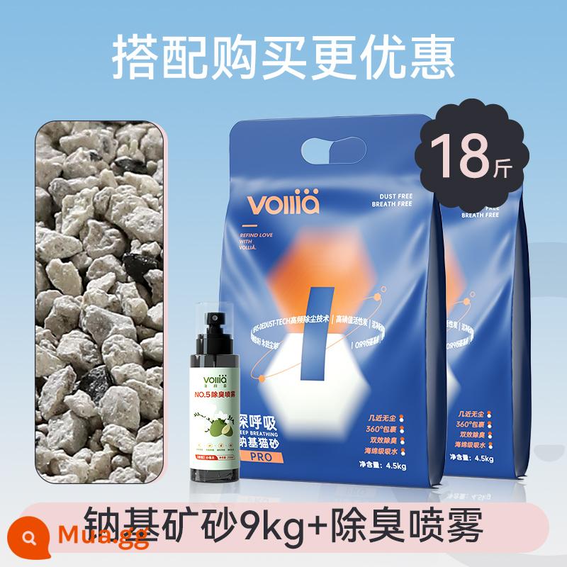 Vilia thở sâu pro cát khoáng gốc natri cát vệ sinh cho mèo bị hỏng bentonit than hoạt tính quặng khử mùi cho mèo không bụi - 2 túi [9kg] + xịt khử mùi