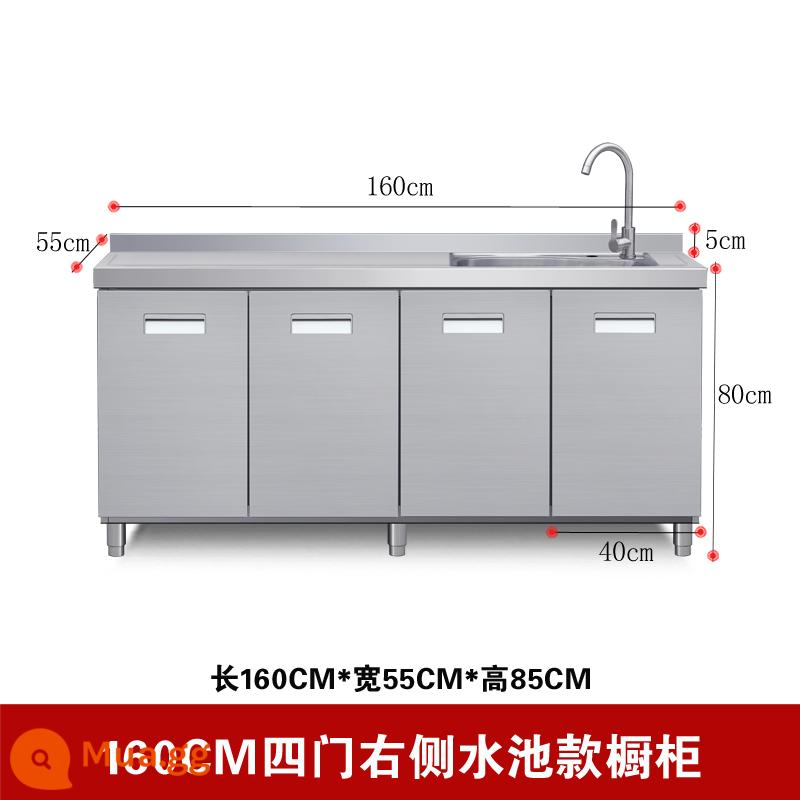 Inox tổng thể tủ tùy chỉnh tổng thể tủ bếp 304 tích hợp tùy chỉnh bếp thành phẩm hộ gia đình kinh tế nông thôn toàn bộ - Tấm cửa 304 không dấu vân tay Tủ hồ bơi 160 cm