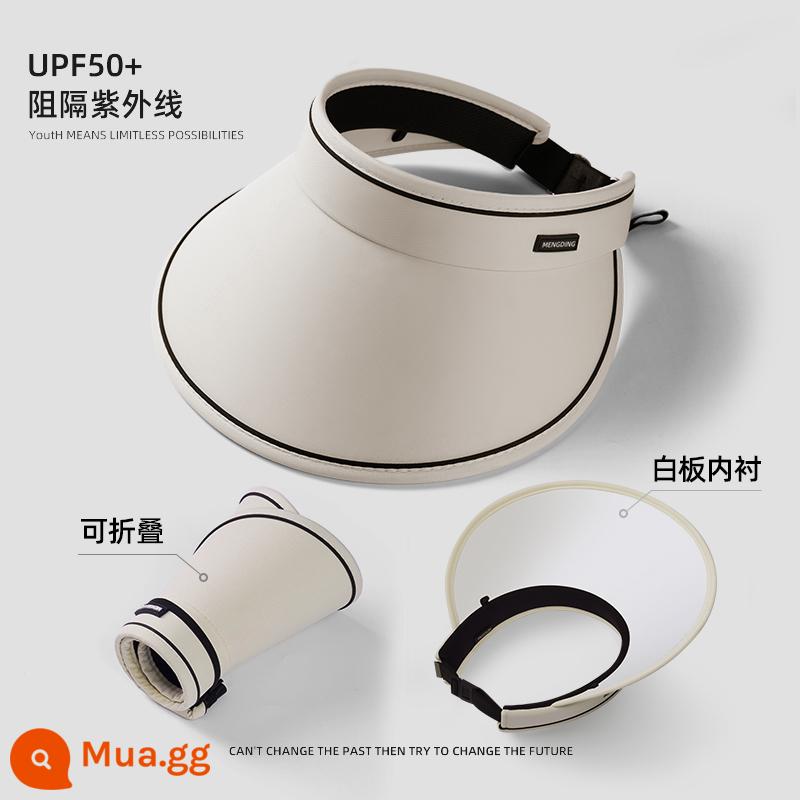 UPF50 + Mùa Hè Vành Lớn Hat Nữ UV Chống Tia UV Trống Top Hat Đi Xe Đạp Mặt Hat - [Đã nâng cấp lên có thể cuộn] Lớp lót màu trắng