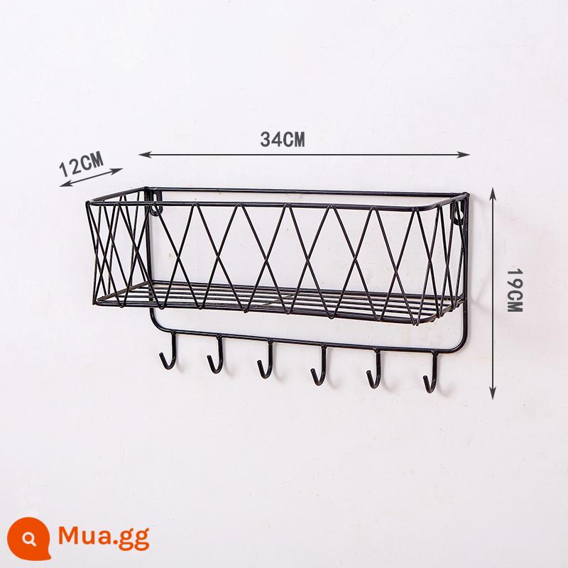 Móc chìa khóa không đục lỗ cửa giá treo quần áo sáng tạo tường treo tường khung trang trí hiên nhà - 6 móc lớn màu đen [gửi gói lắp đặt]